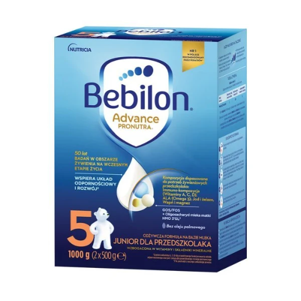 Bebilon 5 z Pronutra Advance, formuła na bazie mleka, powyżej 2,5roku życia, 1000g