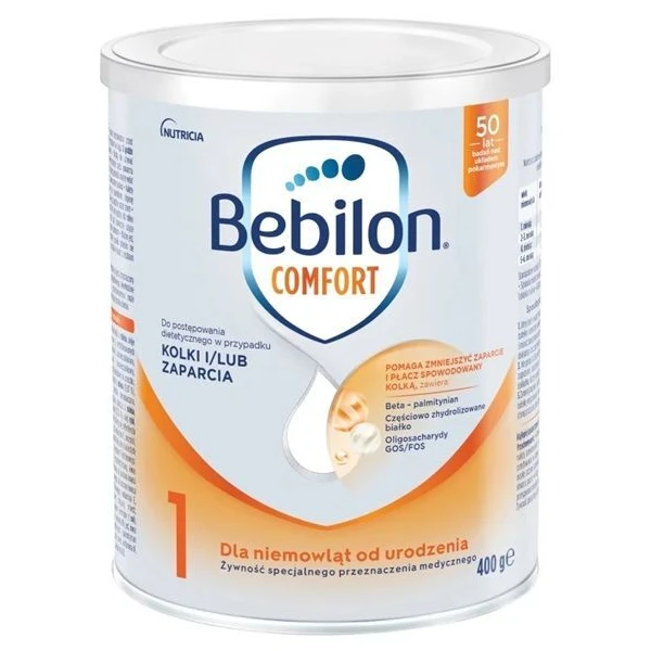 Bebilon Comfort 1, proszek, dla niemowląt z tendencją do kolek i zaparć, 400g