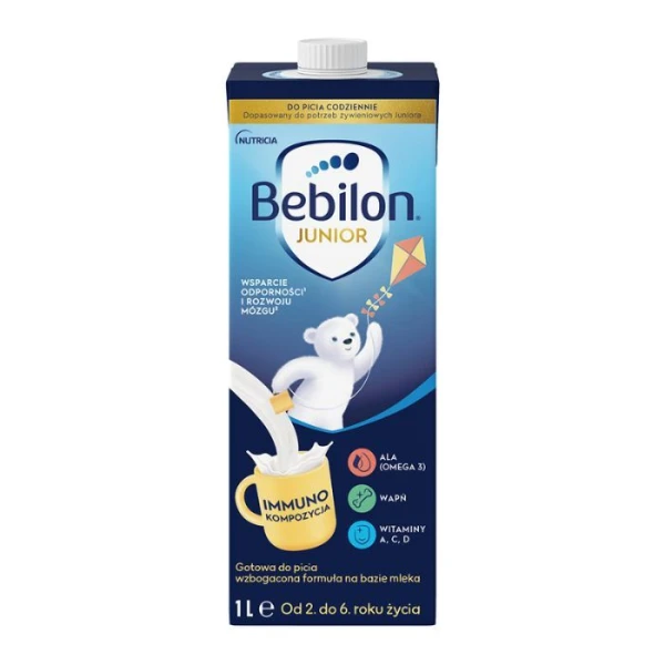 Bebilon Junior, gotowa do picia wzbogacona formuła na bazie mleka dla dzieci 2-6 lat, 1000ml