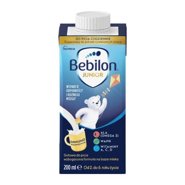 Bebilon Junior, gotowa do picia wzbogacona formuła na bazie mleka dla dzieci 2-6 lat, 200ml