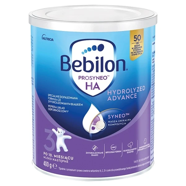 Bebilon Prosyneo HA 3, Hydrolyzed Advance, formuła na bazie mleka, po 10 miesiącu życia, 400g