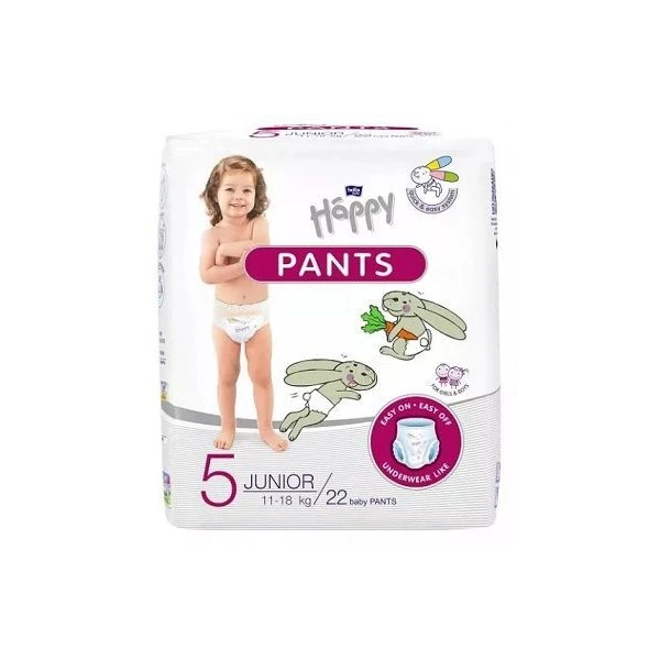 Bella Happy Pants Junior, pieluchomajtki jednorazowe, rozmiar 5, waga 11-18kg, 22 sztuki