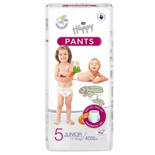 Bella Happy Pants Junior, pieluchomajtki jednorazowe, rozmiar 5, waga 11-18kg, 40 sztuk