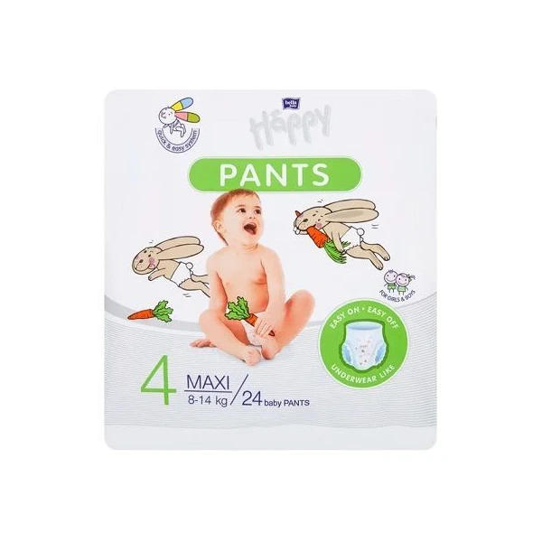 Bella Happy Pants Maxi, pieluchomajtki jednorazowe, rozmiar 4, waga 8-14kg, 24 sztuki