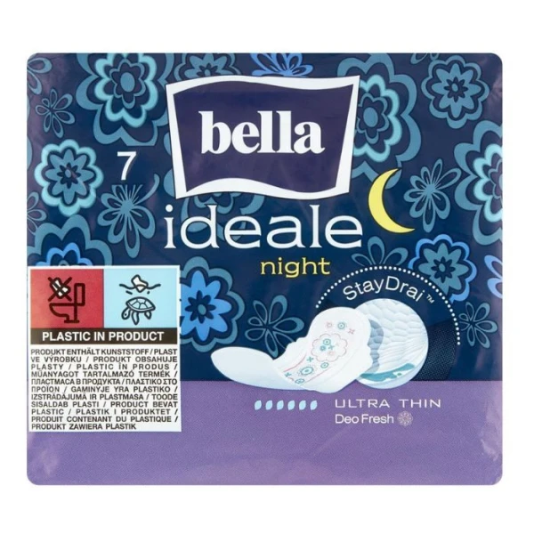 Bella Ideale Night, podpaski higieniczne StayDrai ze skrzydełkami, ultracienkie, 7 sztuk