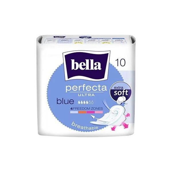 Bella Perfecta Ultra Blue, podpaski ze skrzydełkami, 10 sztuk