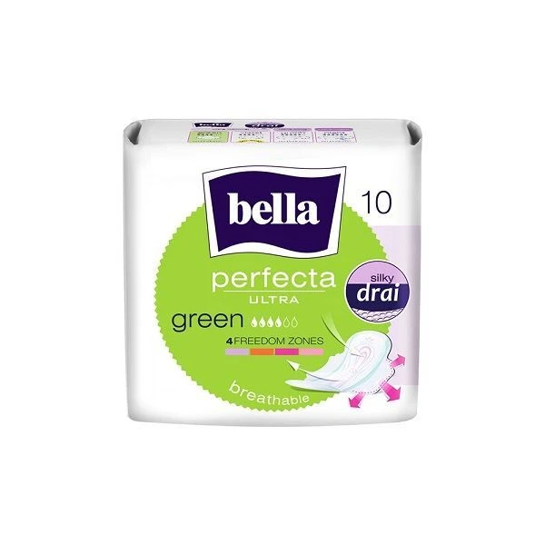 Bella Perfecta Ultra Green, podpaski ze skrzydełkami, 10 sztuk