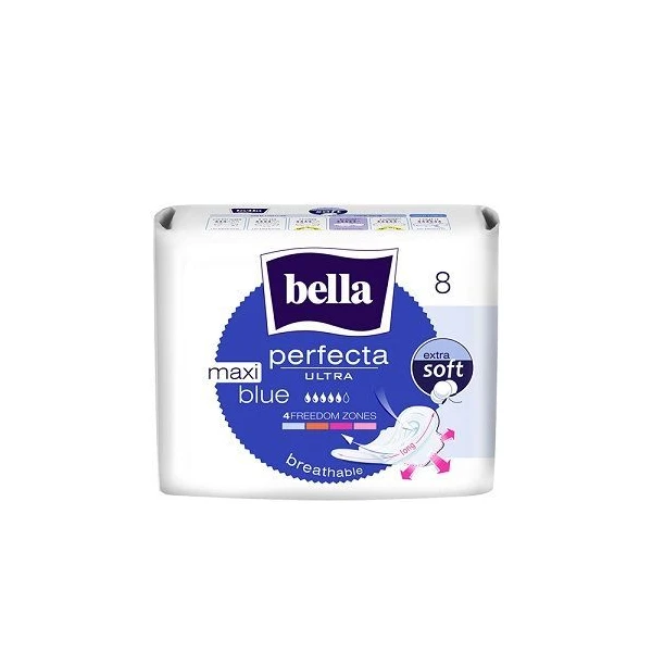 Bella Perfecta Ultra Maxi Blue, podpaski ze skrzydełkami, 8 sztuk