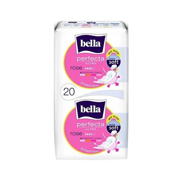 Bella Perfecta Ultra Rose, podpaski ze skrzydełkami, 20 sztuk