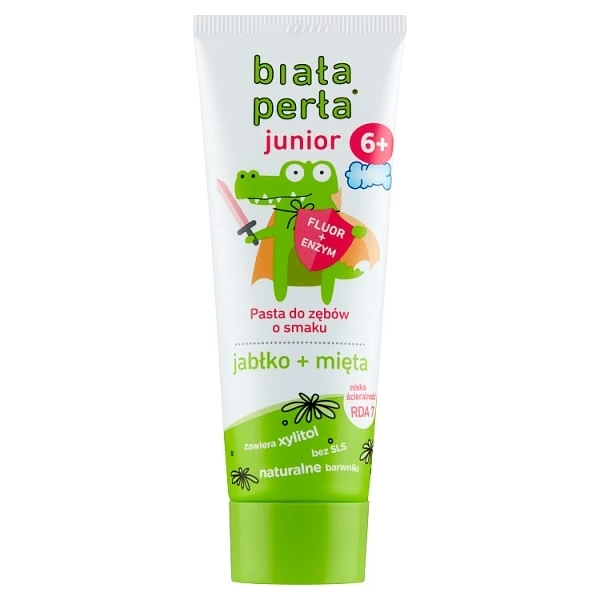 Biała Perła Junior, pasta do zębów o smaku jabłkowo-miętowym, dla dzieci po 6 roku życia, 75ml