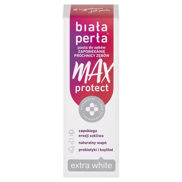 Biała Perła Max Protect Extra White, pasta do zębów zapobiegająca próchnicy, 75ml