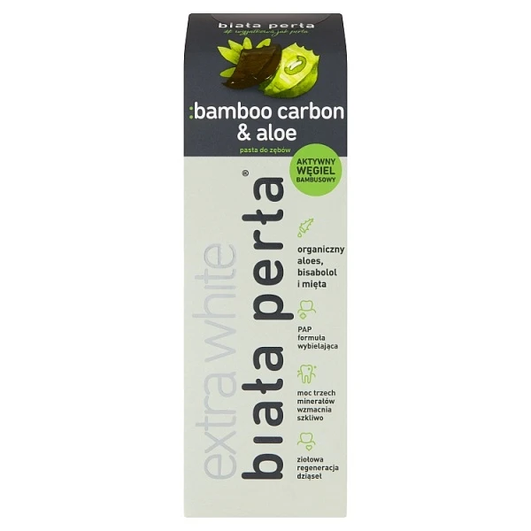 Biała Perła Extra White, czarna pasta wybielająca do zębów, Bamboo Carbon & Aloe, 75ml