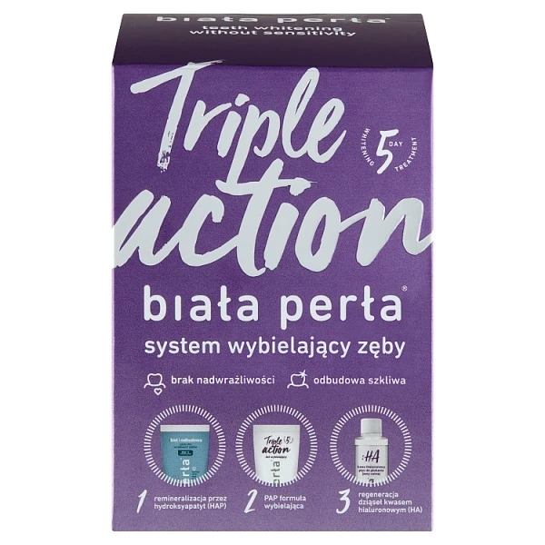 Biała Perła Triple Action, system wybielający zęby, 1 zestaw