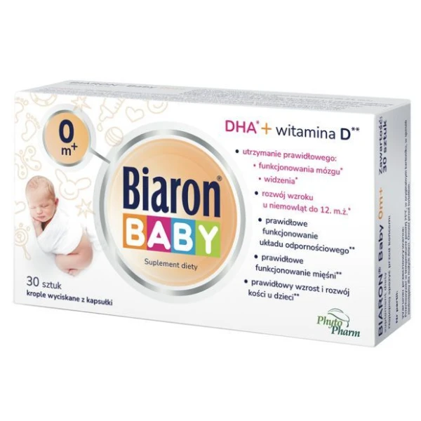 Biaron Baby, krople wyciskane z kapsułki, dla niemowląt od 1 dnia życia, 30 kapsułek twist-off