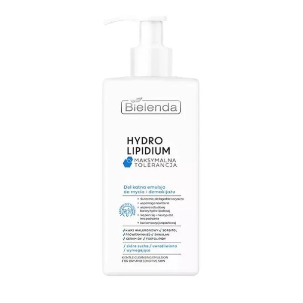 Bielenda Hydro Lipidium, delikatna emulsja do mycia i demakijażu, skóra sucha i wrażliwa, 300ml