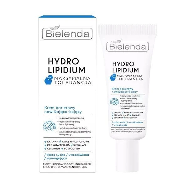Bielenda Hydro Lipidium, krem barierowy nawilżająco-kojący, skóra sucha i wrażliwa, 50ml