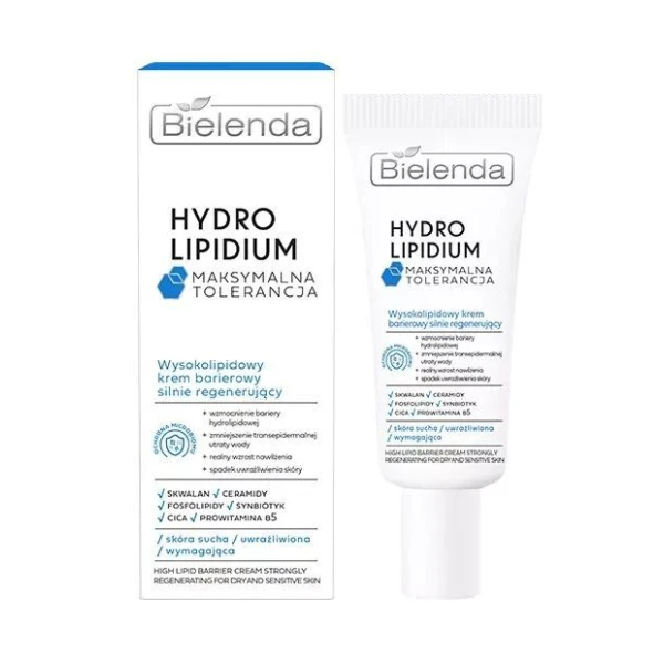 Bielenda Hydro Lipidium, wysokolipidowy krem barierowy silnie regenerujący, skóra sucha i wrażliwa, 50ml