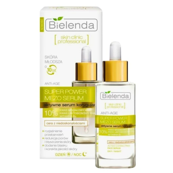 Bielenda Skin Clinic Professional, Super Power Mezo Serum, aktywne serum korygujące, cera z niedoskonałościami, 30ml