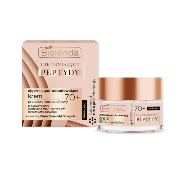 Bielenda Ujędrniające Peptydy, ujędrniająco-odbudowujący krem przeciwzmarszczkowy 70+, na dzień i noc, 50ml