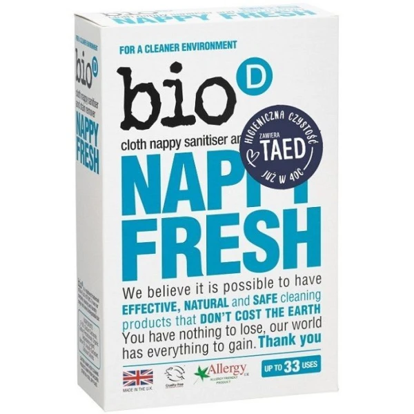 Bio D, Nappy Fresh, dodatek antybakteryjny do prania pieluch, 500 g
