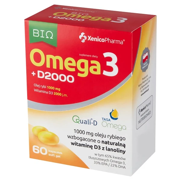 Omega3 + D 2000, 60 kapsułek