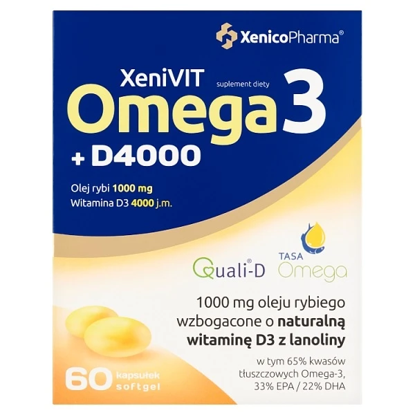 Omega3 + D 4000, 60 kapsułek