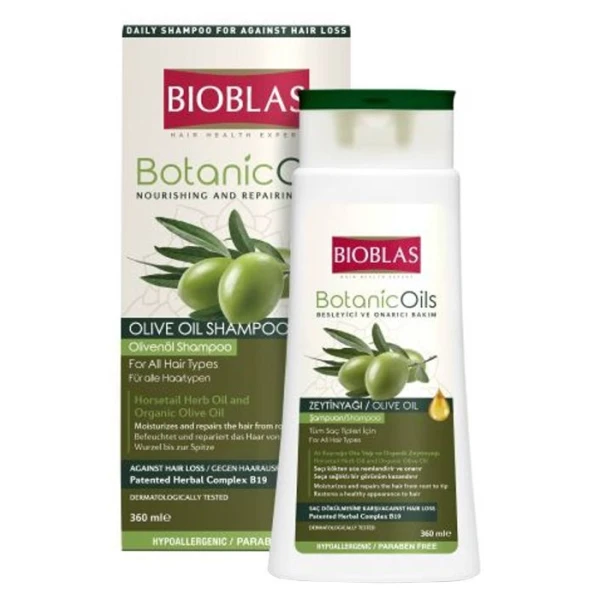 Bioblas Botanic Oils, szampon z oliwą z oliwek, nawilżanie i regeneracja, do wszystkich typów włosów, 360ml