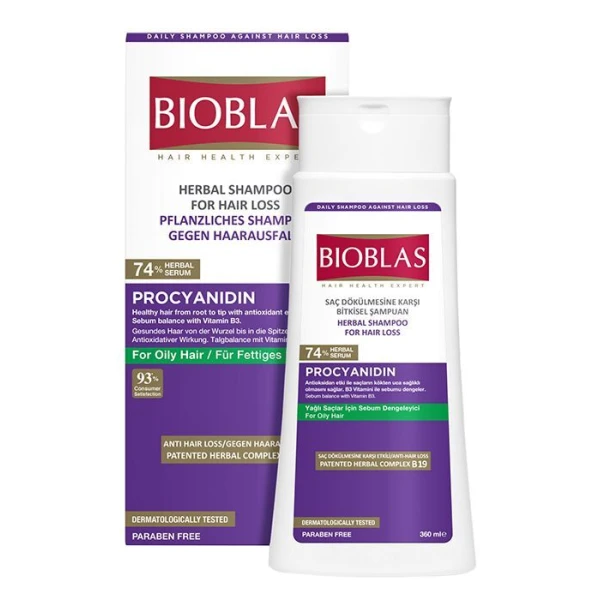 Bioblas, szampon ziołowy, włosy wypadające i przetłuszczające się, 360ml
