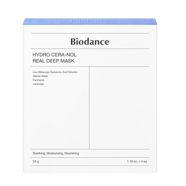 Biodance Hydro Cera-Nol Real Deep Mask, nawilżająco-wzmacniająca maska hydrożelowa, skóra sucha, 4 sztuki