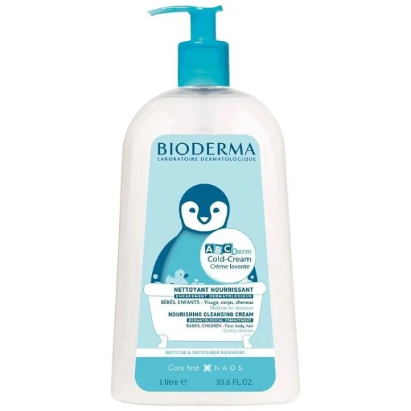 Bioderma ABCDerm Cold-Cream Creme Lavante, odżywcza emulsja do mycia, do skóry suchej, od urodzenia, 1000ml