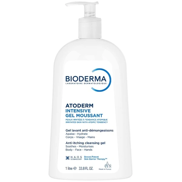 Bioderma Atoderm Intensive Gel moussant, żel oczyszczający i natłuszczający do skóry atopowej, 1000ml