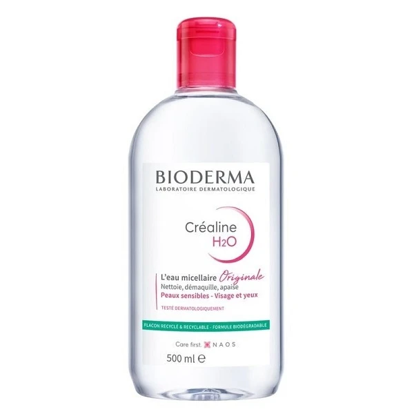 Bioderma Crealine H2O, płyn micelarny do oczyszczania twarzy i demakijażu, skóra wrażliwa, 500ml