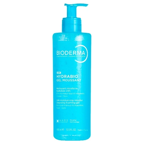 Bioderma Hydrabio Gel Moussant, nawilżający żel micelarny do mycia twarzy, 400ml