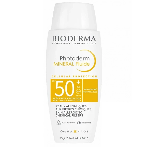 Bioderma Photoderm Mineral Fluide, fluid mineralny do skóry wrażliwej i alergicznej SPF 50+, 75g