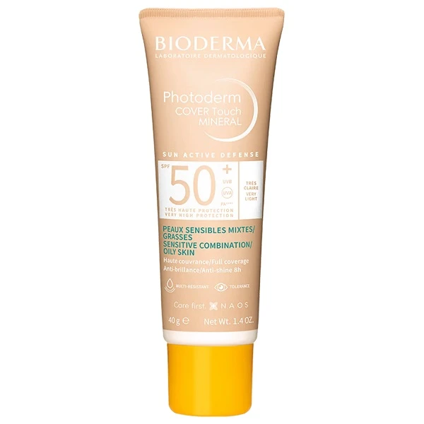 Bioderma Photoderm Cover Touch Mineral SPF 50+, kryjący fluid mineralny, skóra tłusta i mieszana, odcień bardzo jasny, 40g