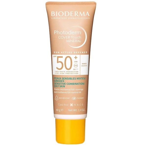 Bioderma Photoderm Cover Touch Mineral SPF 50+, kryjący fluid mineralny, skóra tłusta i mieszana, odcień ciemny, 40g