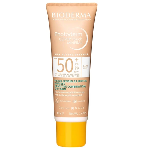 Bioderma Photoderm Cover Touch Mineral SPF 50+, kryjący fluid mineralny, skóra tłusta i mieszana, odcień jasny, 40g
