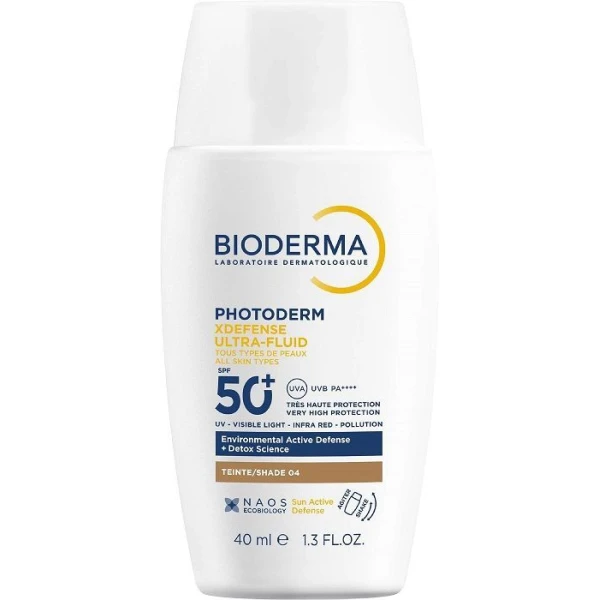 Bioderma Photoderm XDefense Ultra Fluid, ochronny ultralekki fluid SPF50+ o działaniu detoksykującym, kolor 04, 40ml