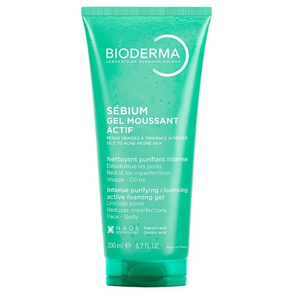 Bioderma Sebium Gel Moussant Actif, żel oczyszczający, skóra tłusta, skłonna do trądziku, 200ml