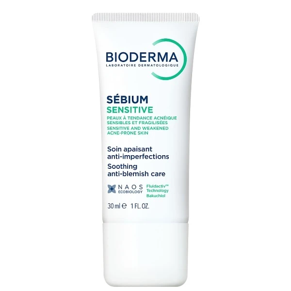 Bioderma Sebium Sensitive, krem wspomagający leczenie skóry trądzikowej, 30ml