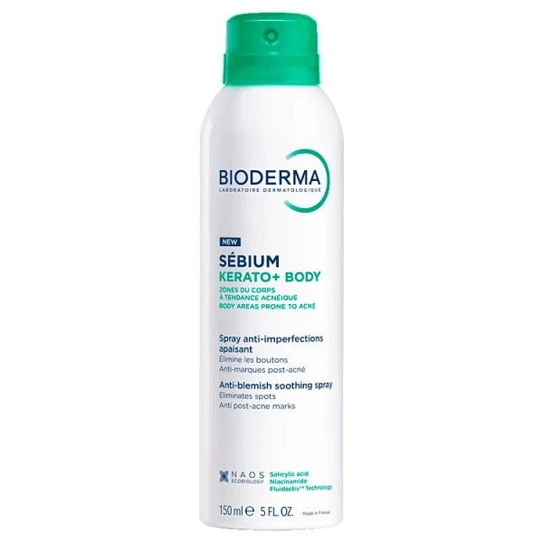 Bioderma Sebium Kerato+ Body, kojący spray na niedoskonałości, 150ml