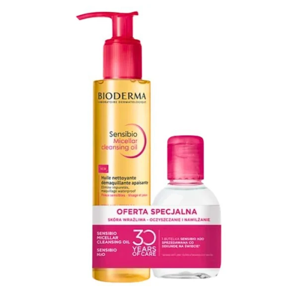 Bioderma Sensibio, oczyszczający olejek micelarny, 150ml + woda micelarna, skóra normalna i wrażliwa, 100ml