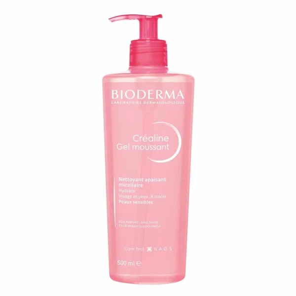 Bioderma Crealine Gel Moussant, żelowa pianka do mycia twarzy do skóry wrażliwej, skłonnej do podrażnień, 500ml