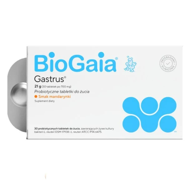 BioGaia Gastrus, smak mandarynkowy, 30 tabletek do żucia
