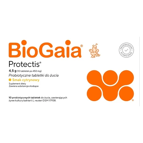 BioGaia Protectis, smak cytrynowy, 10 tabletek do żucia