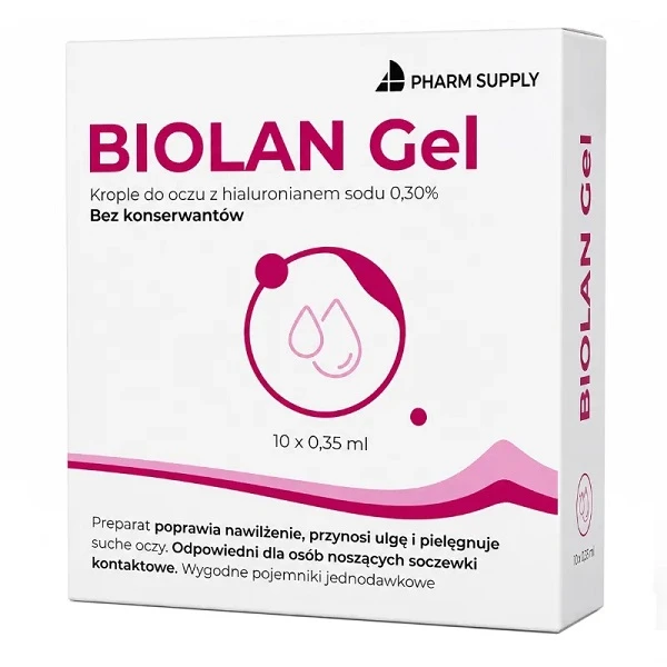 Biolan Gel, krople nawilżające do oczu, 10 minimów po 0,35ml