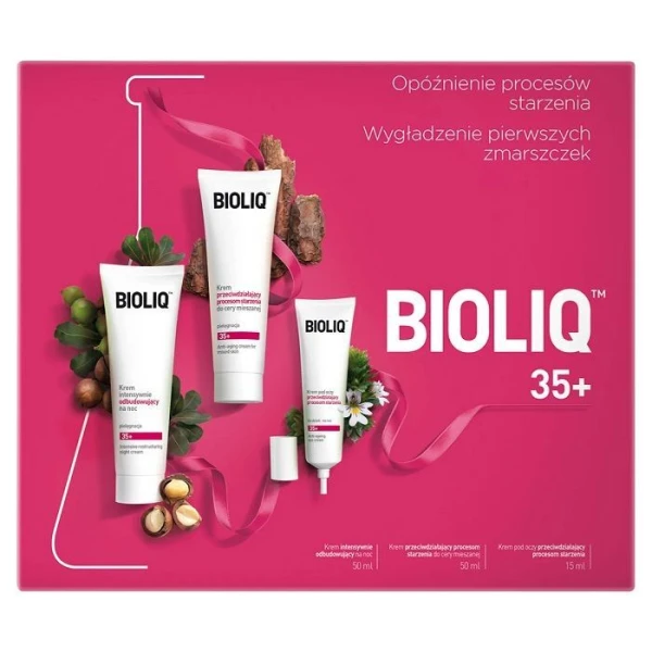Bioliq 35+, krem przeciwstarzeniowy do cery mieszanej, 50ml + krem odbudowujący na noc, 50ml + krem pod oczy,15ml