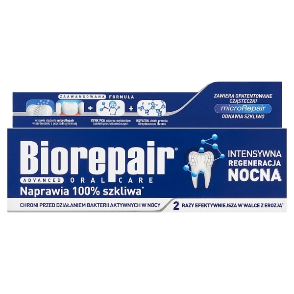 Biorepair Night, pasta do zębów na noc, bez fluoru, 75ml