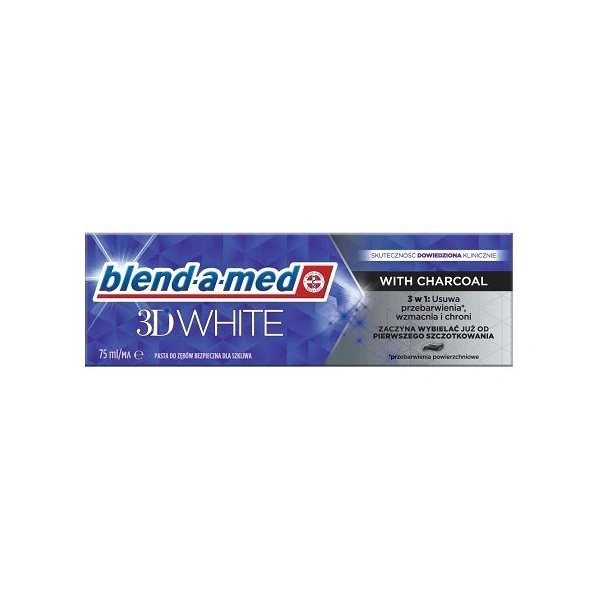Blend-a-med 3D White, pasta do zębów, With Charcoal, 75ml