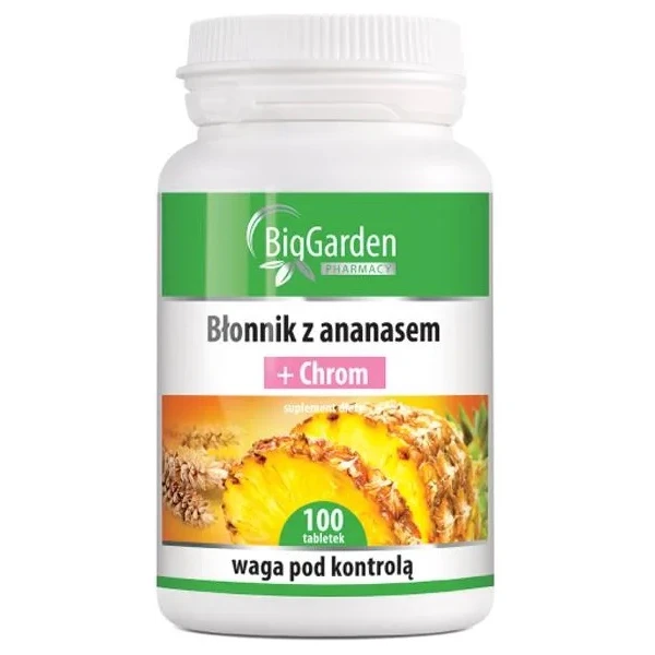 Błonnik z ananasem + chrom, 100 tabletek